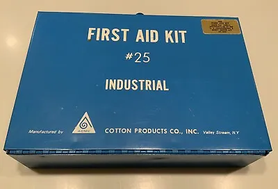 Vintage Blue ACME FIRST AID KIT #25 INDUSTRIAL Metal Box Cotton Products INC 70s • $10.90