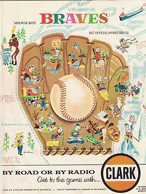 1957 Milwaukee Braves Program (Aaron 2 HR) Vs. Pittsburgh (Clemente 2 Hits) EX • $45