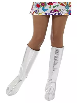 £15.99 • Buy NEW Silver Go Go Boot Covers Hippie 1960's Fancy Dress Costume Accessories