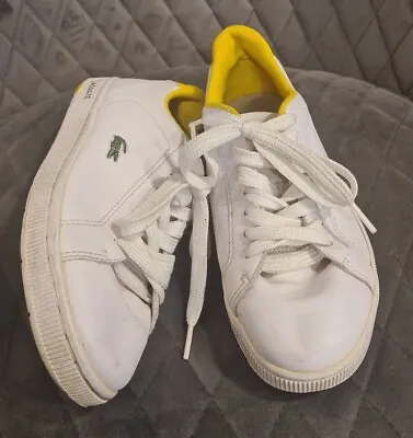 Women's Girls Lacoste Designer Original White Trainers Shoes Size UK 4 EUR 37 • £9.99