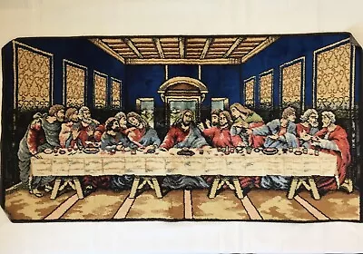 Vtg Italian Last Supper Velvet Tapestry Wall Hanging 38  X 19.5  R.T.CO-NY Used • $28.99