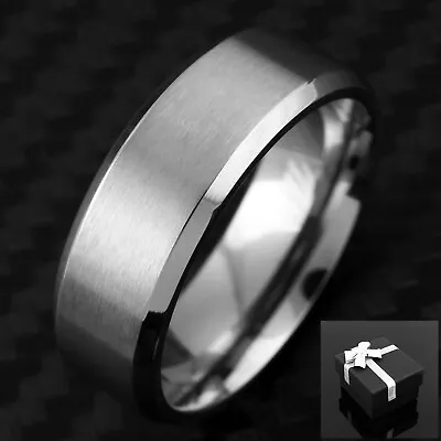 Titanium Men's Brushed Center Polished Edge Wedding Band Ring • $13.99