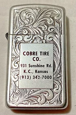 Vtg Embossed Aluminum Park Lighter Cobre Tire Co Kansas Murfreesboro Tenn USA • $24.99