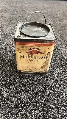 Vintage Mobil Oil Gargoyle Grease 5 Pound Square Lubricant Can • $150