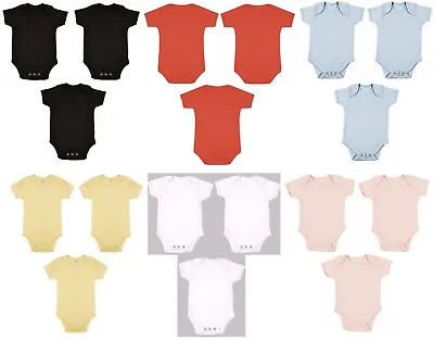 £7.99 • Buy 3 Pack BOY/GIRL Plain 100% Cotton Babygrow Short Sleeve Bodysuit Vest  BABY GROW