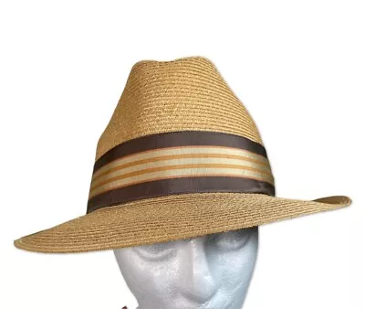 Vintage Carlton Club Fedora From 50s 60s Excellent Condition Sz 7 3/8 Tan Brown • $49.90