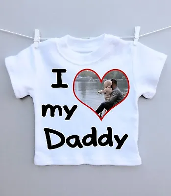 £7.99 • Buy Personalised Baby/childs T-shirt Top I Love Daddy Fathers Day Photo Gift