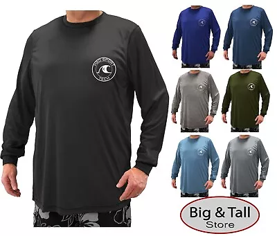 Big & Tall H2O Sport Tech Long Sleeve Swim Shirt - Loose Fit 2XL - 5XLT UPF 50+ • $35.99