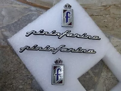 Pininfarina Badge Set  2 X Logo & 2 X Script Alfa Romeo Fiat Ferrari Peugeot Etc • $99.56