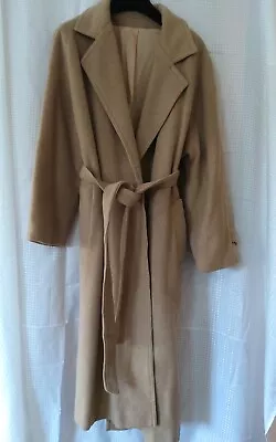  Camel Tan   52% Cashmere Blend Coat Vintage Size UK 14_18 • £25