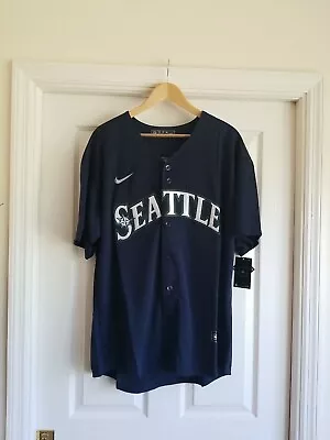 Retro Ken Griffey Jr Seattle Mariners THROWBACK Blue Jersey Mens SIZE 2XL • $54.99