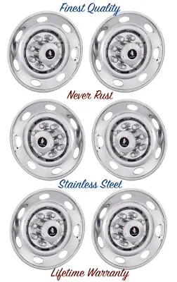 $439.34 • Buy 17.5  Trailer 8 Lug Over Lug Stainless Steel Wheel Cover Simulators 6 Hub Caps ©