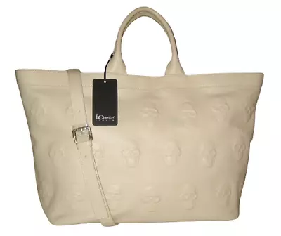 NWT IOPELLE ITALIA Large SKULL Embossed Leather Shoulder Bag Tote MSRP$695 • $268.99