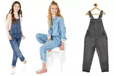 £10.99 • Buy Marks & Spencer M&S Girls Denim Dungarees Jumpsuit & Boilersuit 6 7 8 9 10 11 16