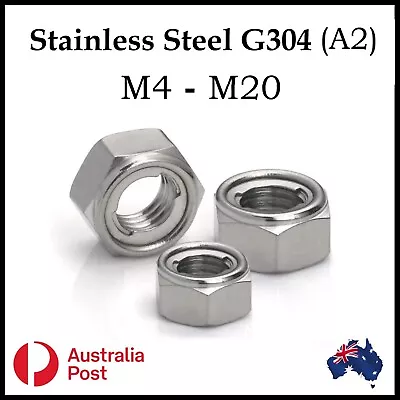 All Metal Lock Nut M4 M5 M6 M8 M10 M12 Hex Inox Insert Stainless Steel G304 A2. • $6.50