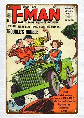 1956 Tman Comic Book Cover Car Metal Tin Sign Outdoor Wall Art • $15.99