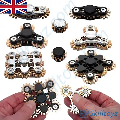 Metal Finger Spinners Fidget Gadgets Desktop Toy Brass Cogs 4 Designs - UK Shop • £19.99