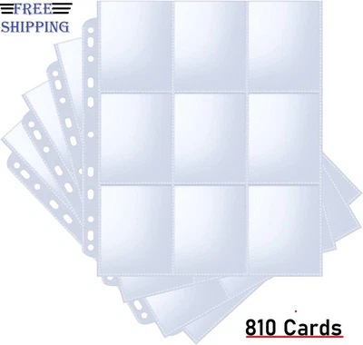 $9.61 • Buy 810 Card Sleeves Binder Plastic Protector Album Clear 9 Pocket Pokemon, Baseball