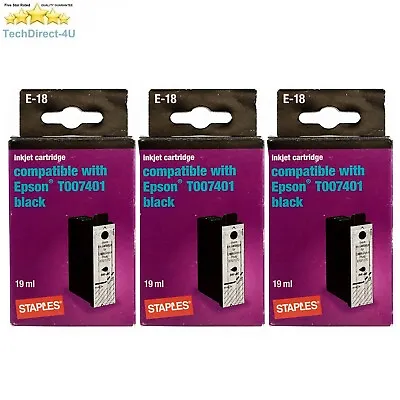 £8.99 • Buy Staples Epson T007 X 3 Black Ink Cartridge Compatible With Epson Printers.