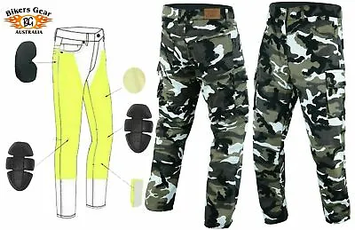 Australian Biker Gear Motorcycle Motorbike Cargo Trouser Jeans Lined With Kevlar • £68.99