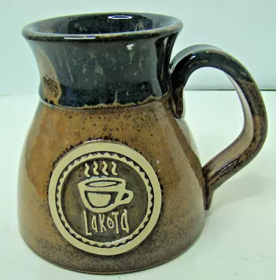 Lakota Sunset Hill Stoneware Mug Cup Coffee 4  Wide Bottom Brown / Green • $29.52