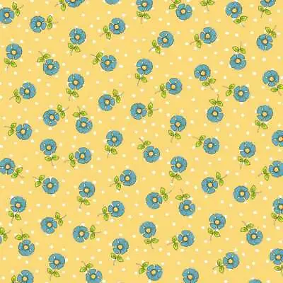 Loralie Designs DAISY DOTS YELLOW Quilt Fabric Sold By 1/2 Yard #692-385 • $5