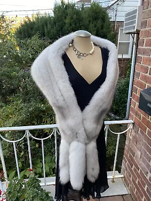 $425 • Buy Norwegian Real Blue Fox Fur Stole  Wrap Made In The USA