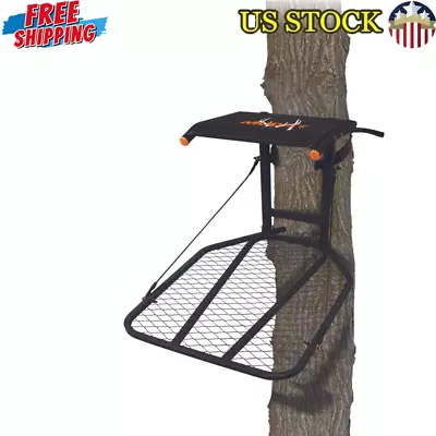 Hang-On Tree Stand W/ Flip Seat Back Silent Straps Wide Stance Platform Outdoor • $63.30