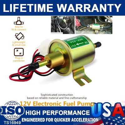 New Universal Inline Fuel Pump Gold 12V Electric Low Pressure Gas Diesel HEP-02A • $14.69