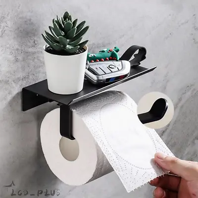$9.99 • Buy Toilet Paper Holder With Shelf Tissue Holders Wall Mounted Rack Bathroom Storage