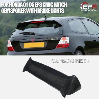 For Honda 01-05 EP Civic Hatch OEM Carbon Rear Spoiler With Brake Lights • $478