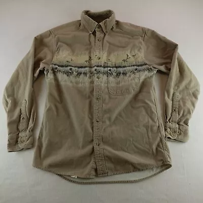 Cabela's Deerskin Soft Chamois Shirt Mens Medium Duck Hunt Borders Print Outdoor • $18.69