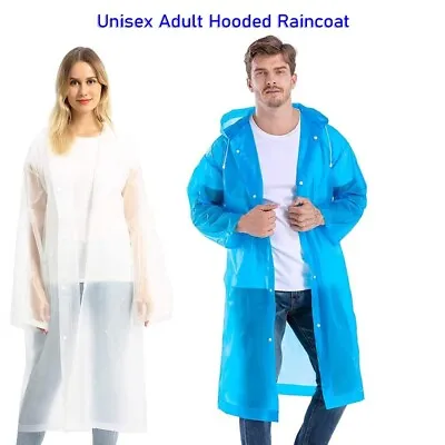 Unisex Adult Waterproof Raincoat Rain Coat Hooded Jacket Poncho Rainwear Camping • $9.98