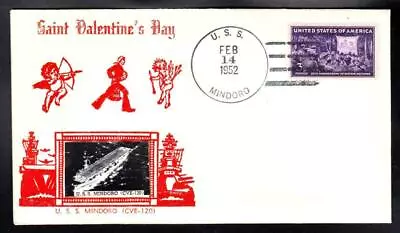 Carrier USS MINDORO CVE-120 VALENTINE's DAY 1952 CROSBY Type Naval Cover (A7160) • $4.95