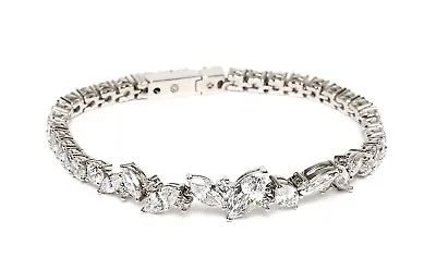 Nadri Silver Plated Crystal Tennis Bracelet 1336 • $292.60