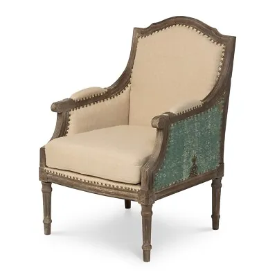 Bergere Style Vintage Upholstered Arm Chair - Fully Assembled Wooden Lounge Chai • $2095