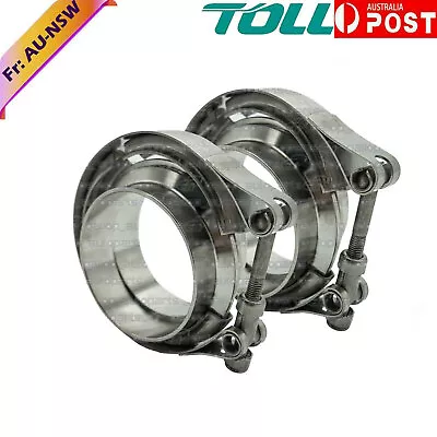 2PC 3  Inch 76mm V-band Vband Clamp Stainless Steel Flange Exhaust Pipe Tailpipe • $38.05