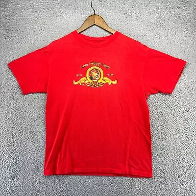 Vintage Metro Goldwyn Mayer Shirt Men's Large Red Graphic MGM Promo Lion 80s • $17.38