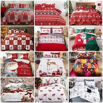 $43.99 • Buy Christmas Santa Quilt Duvet Doona Cover Set Single Double Queen King Size Bed AU