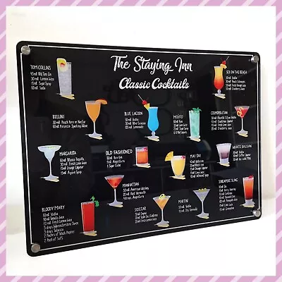 Personalised Cocktail Menu Sign With Studs | Home Bar Decor | Pub Shed Accessory • £25.45