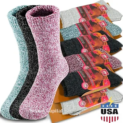 3 Pairs Womens Winter Warm Thermal Lambs Wool Merino Heavy Duty Boot Socks 9-11 • $12.99