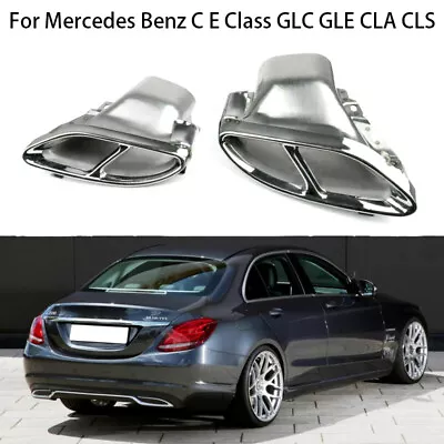 For Mercedes Benz C E Class W205 W212 14-16 Pair Modified Car Exhaust Tip Pipe • $216