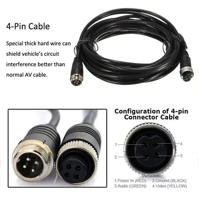 1M 4Pin Connector Video Extension Cable For Bus Truck Rear View Reverse Camera • $10.49