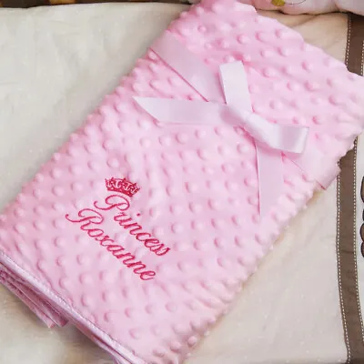 £15.99 • Buy Personalised Baby Blanket Embroidered Soft Bubble Boy Girl Gift Custom Luxury 