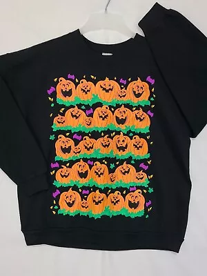 Vintage Halloween Jack O Lantern Pumpkin Stack Bats Sweatshirt USA Sz  L (G8) • $35.99