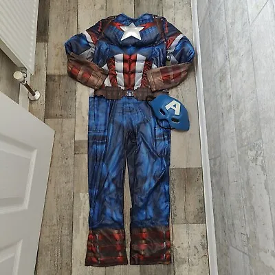 Marvel TU Padded Boys Captain America Suit Outfit Dressing Up Costume 9-10 Years • £6.50