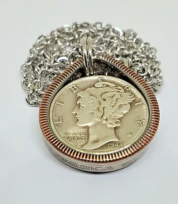 Teardrop  Pendant Silver Mercury Dime & US Quarter Coin Ring 24 In Chain  • $24.99