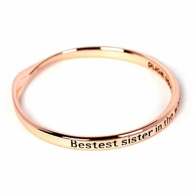 Silver Plated Message Bangle Seconds - Bestest Sister ROSE GOLD • £3.99