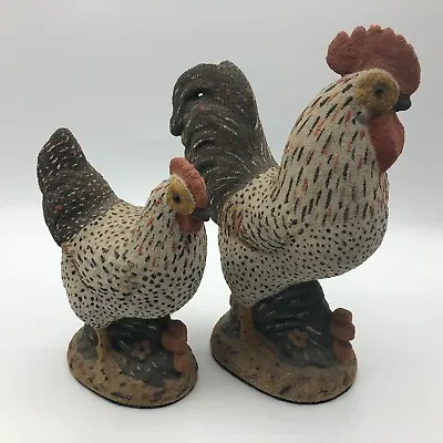 Chicken Statues Figurines Rooster Hen Adoreable Vintage Pair Farmhouse Decor • $31.96