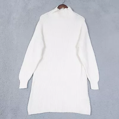 Aritzia Wilfred Sweater Dress Women Large Ivory Knit 100% Merino Wool Preppy • $49.99